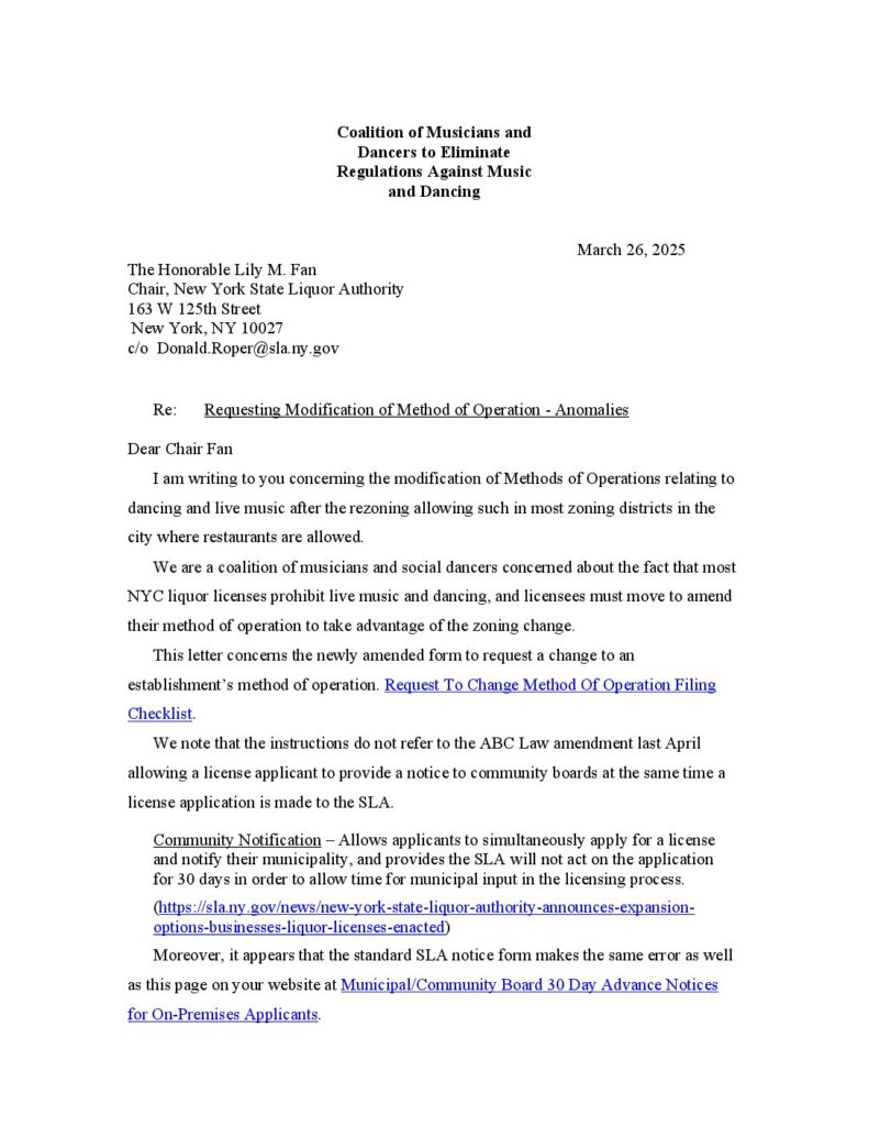 Letters to SLA Chairs